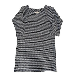 Talbots Women’s Striped Mini Shift Dress Size Small Navy Blue White Slub Knit